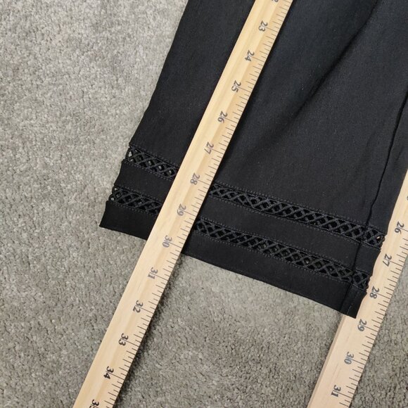 Classic Editions Women's 2 Pcs Cropped Pants Size S Black White Rayon Cutwork - Picture 16 of 16